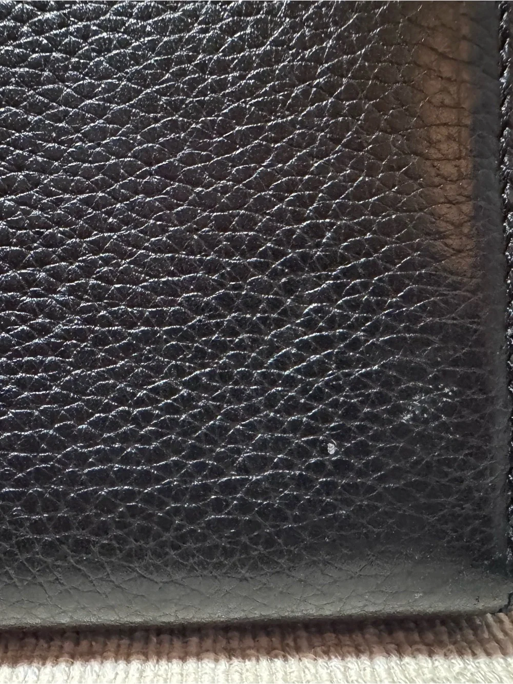 Tory Burch Black Pebbled Leather Zip Wallet with Gold Logo